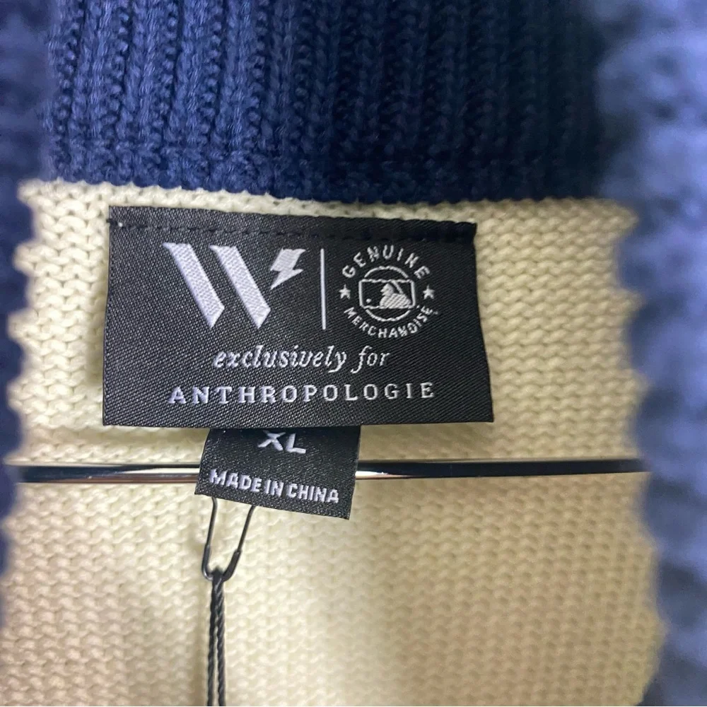 Anthropologie The Wild Collective NY Yankees MLB‎ Cotton Cardigan Sweater XL